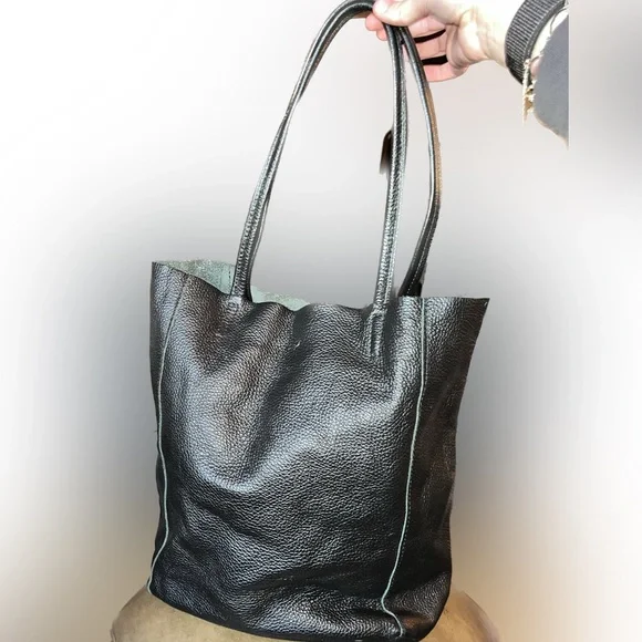 borse in pelle Bags Borse In Pelle Black Leather Tote Made In